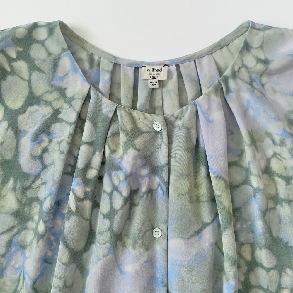 Aritzia Wilfried Silk Bohemian Abstract Print Shirt Dress Tunic Green Rich Girl - Picture 4 of 13